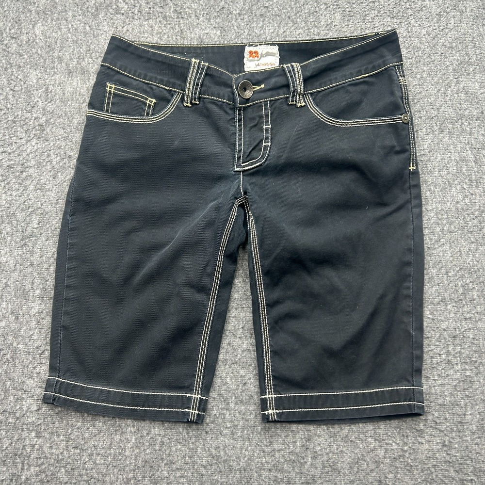 Twill Twenty Two Denim Jorts Black Bermuda Shorts Sz 28 Y2K Vintage Heavy Stitch